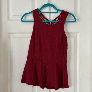 Red Sleeveless Peplum Top